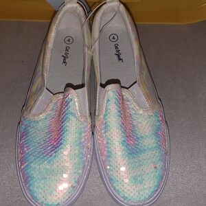 Cat & Jack Girls' Iridescent Sequin Slip-On Sneakers - Pink, Mint, Lavender